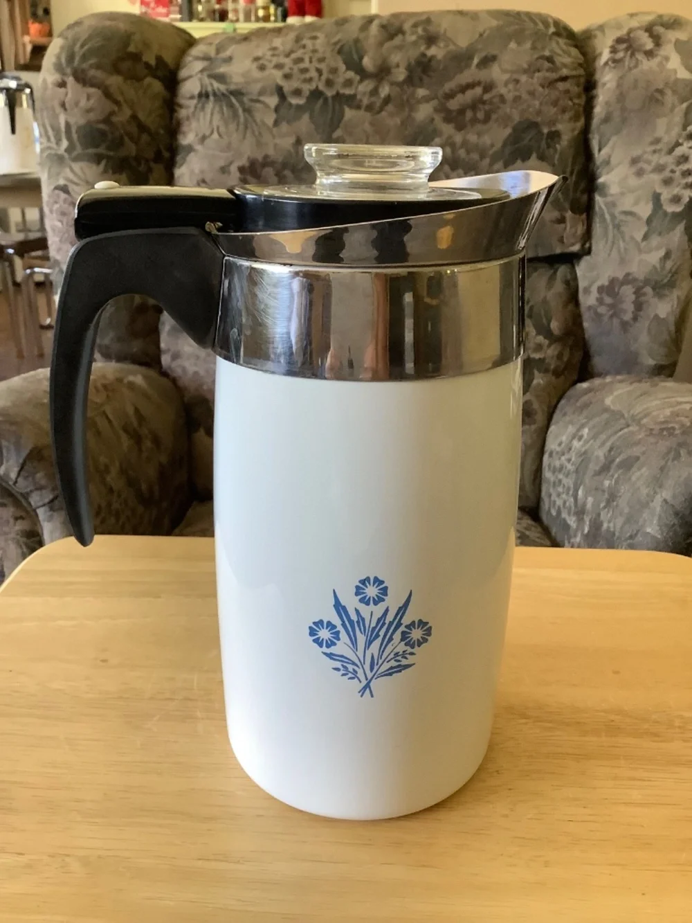 Corning Ware Blue Cornflower 10-Cup Decorative COFFEE POT Percolator NO CORD #3